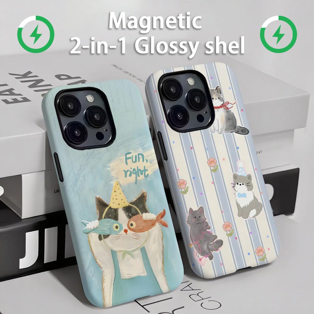 Apple Iphone 15 - Cute cats and dogs Phone Case