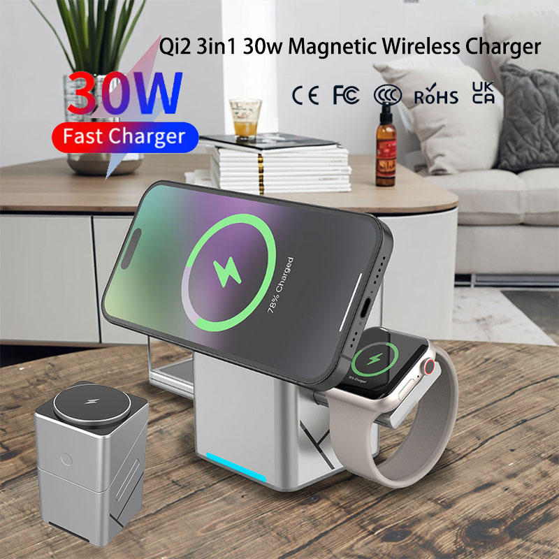 Watch Charger Cable - 15W Touch Rotating Magnetic Multi-function 3