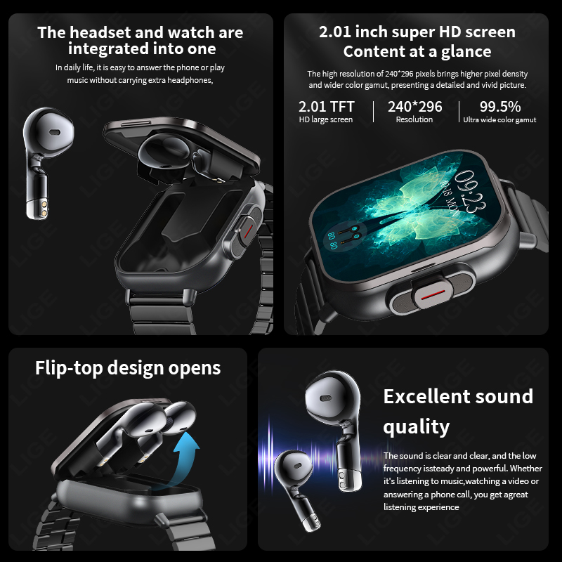 NFC Smart Watch TWS 2-in-1 Hea - Smartwatch Headset 评论和价格