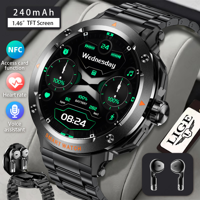 LIGE Men Earphone Smart Watch  - Smartwatch Headset 评论和价格