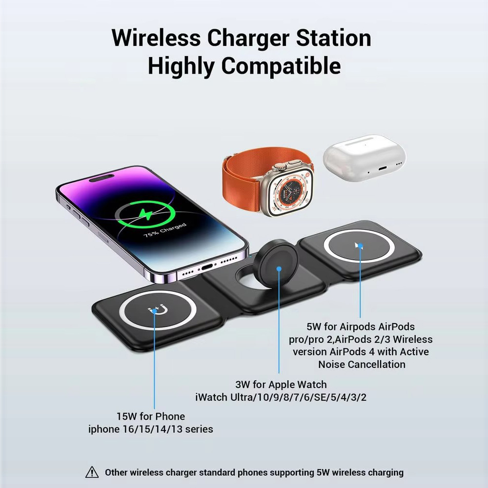 3-in-1 Magnetic Folding Wirele - Watch Charger Cable 评论和价格