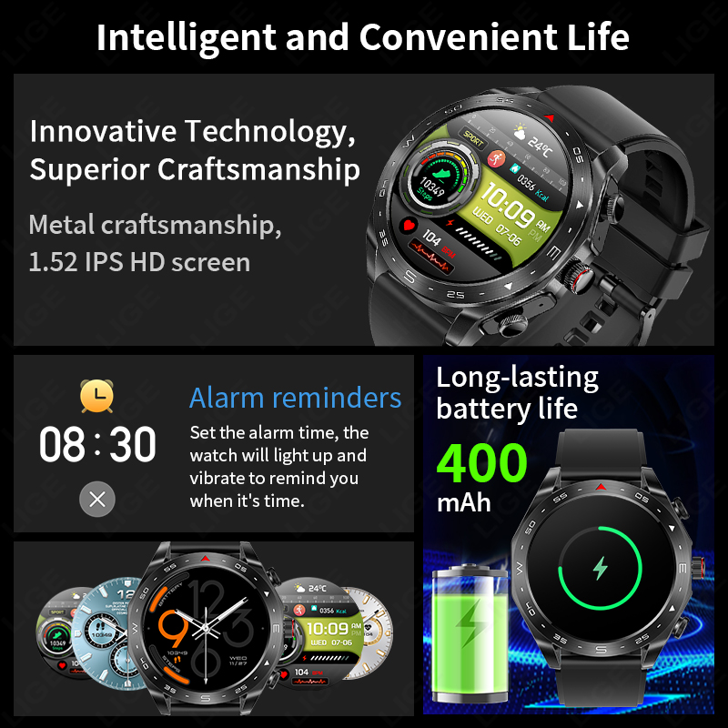 LIGE With Earbuds Bluetooth He - Smartwatch Headset 评论和价格