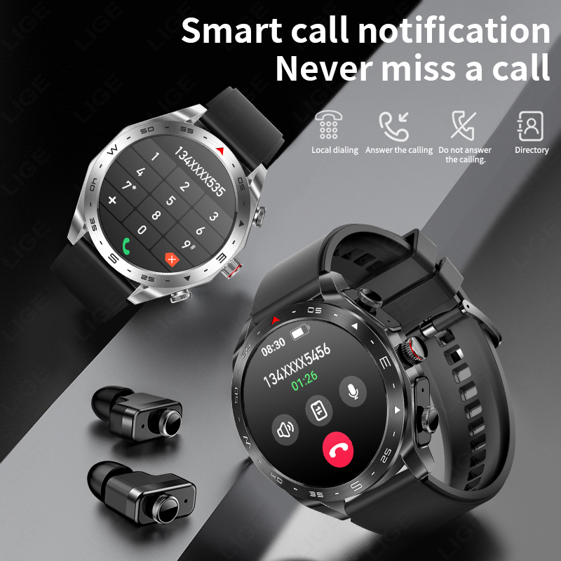 LIGE With Earbuds Bluetooth He - Smartwatch Headset 评论和价格
